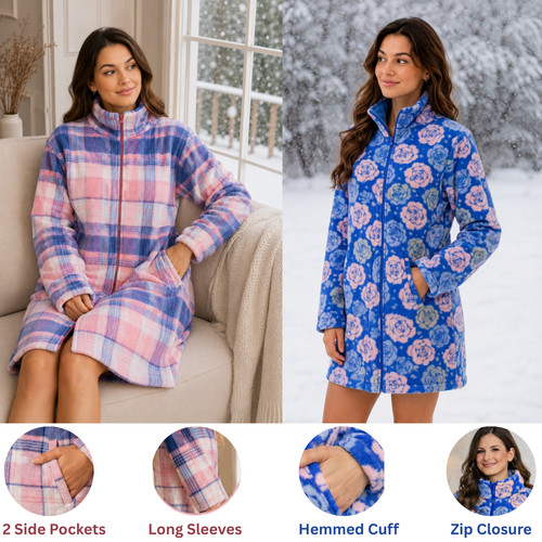 Womens fleece dressing gown - womens,